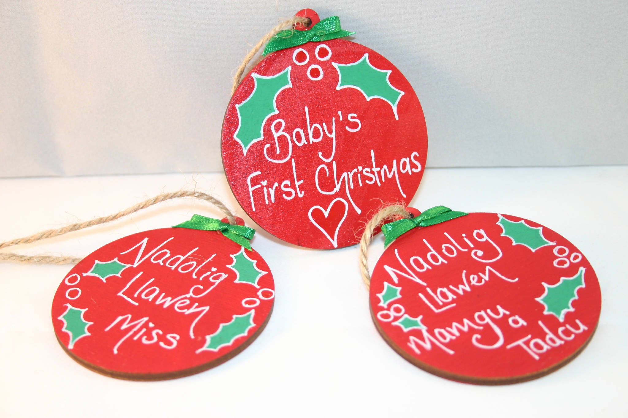 Personalised Christmas bauble decorations