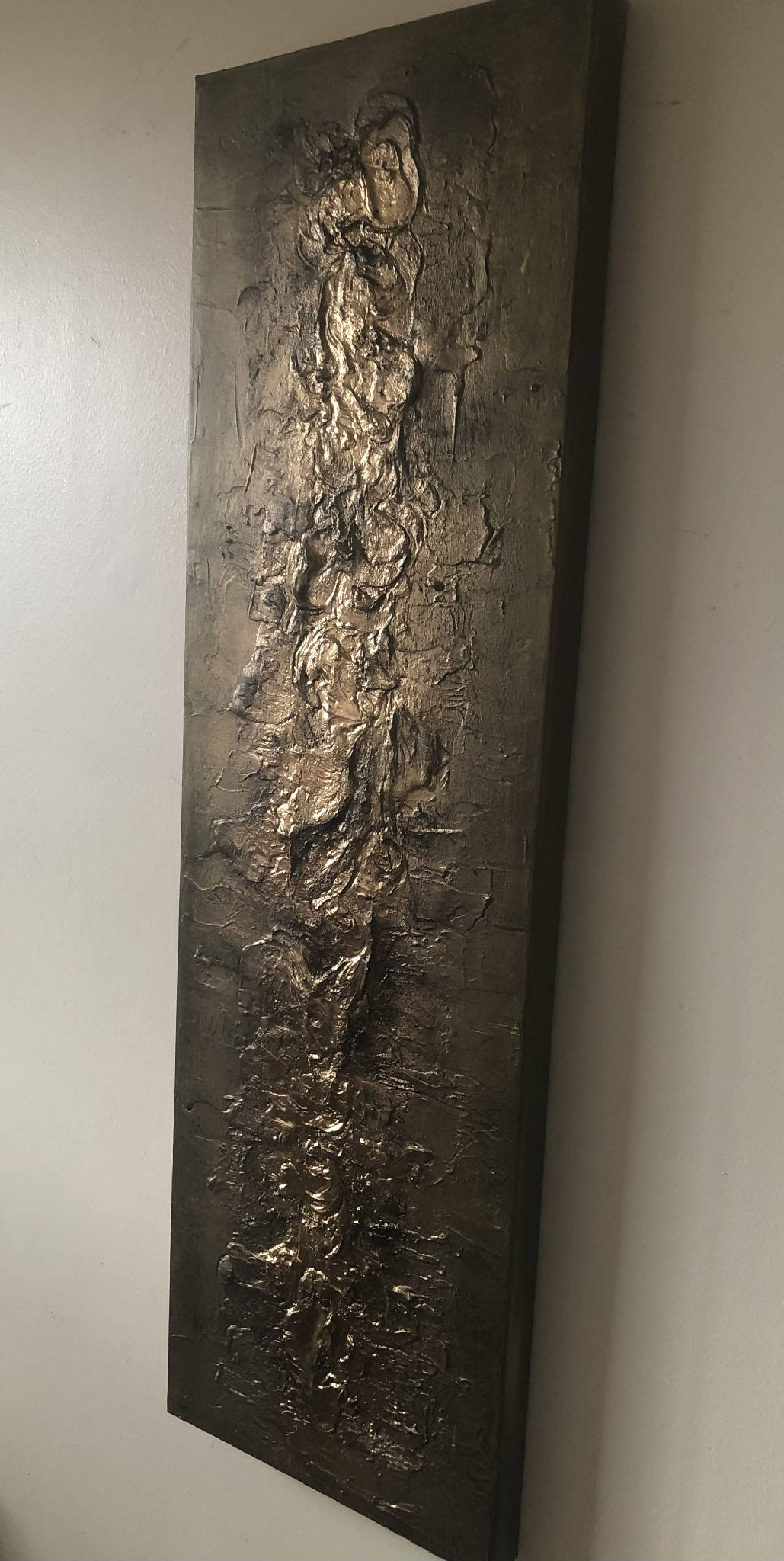 BRONZIUM - Striking textured art in bronze and gold (102x30x4cm)