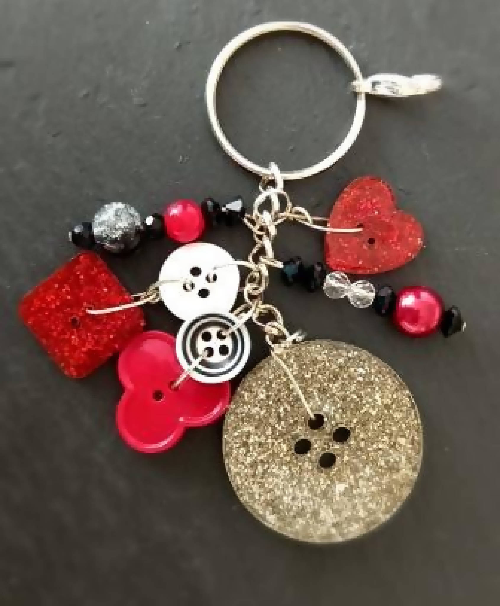 Keyring Handbag Charm in Reds and Silver