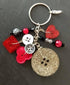 Keyring Handbag Charm in Reds and Silver