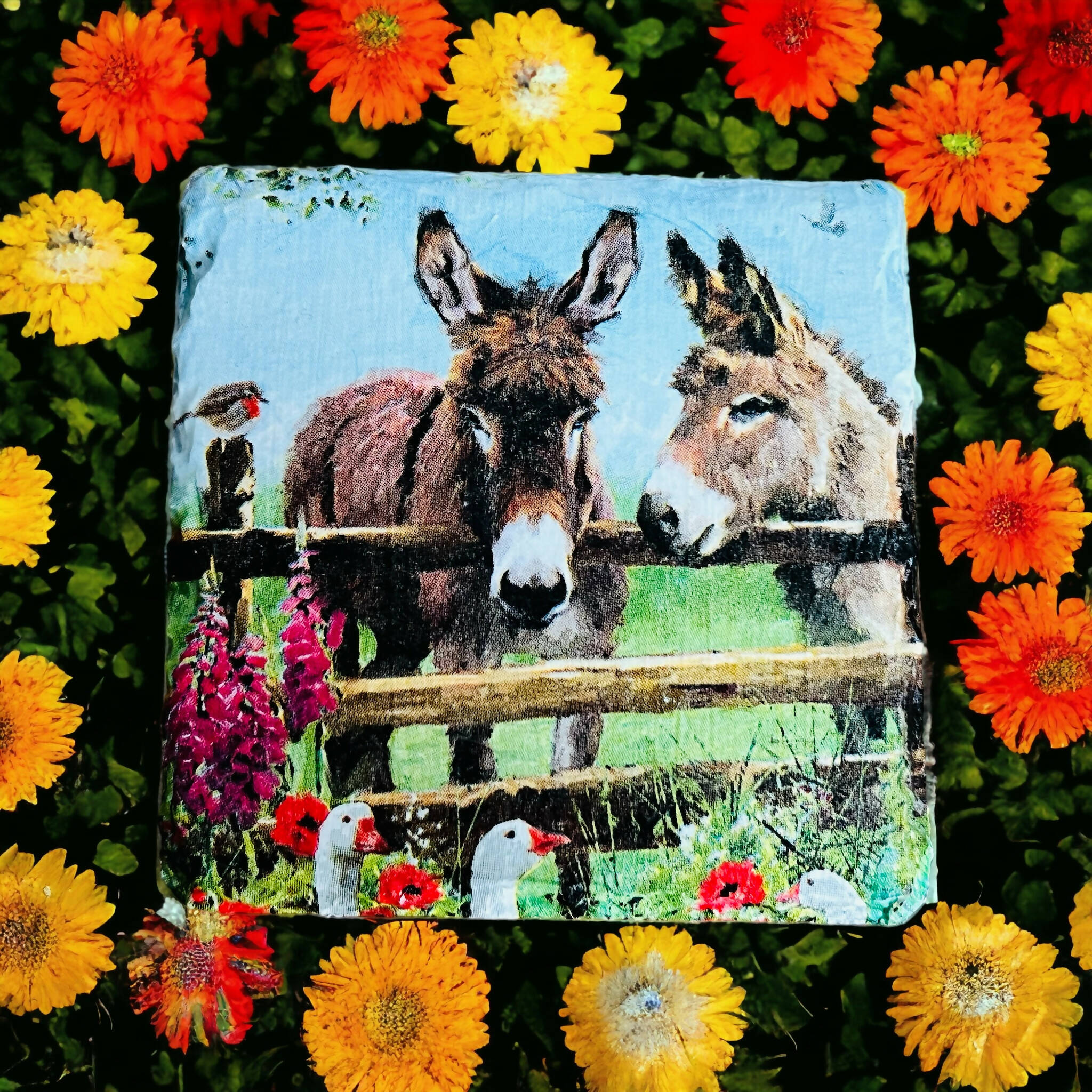 Slate donkey farm coasters