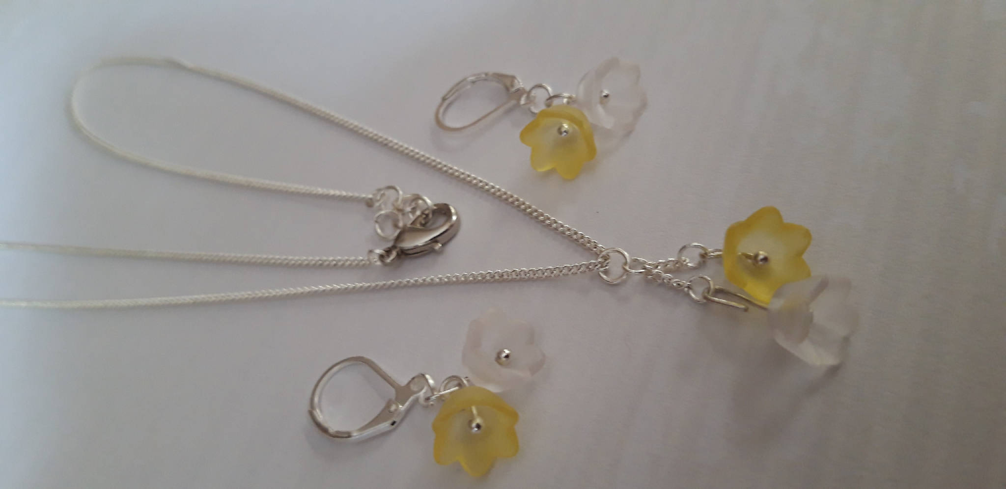 Yellow tulip necklace and earrings set