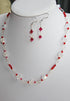 Clear & red crystal Necklace & Earrings 506