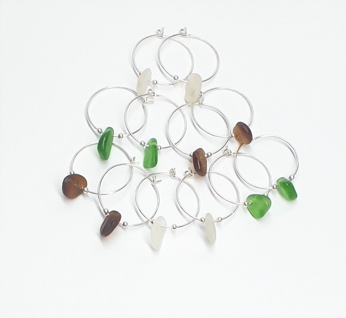 Sterling Silver Sea Glass Hoops