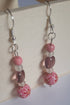 Pink wooden bead earrings