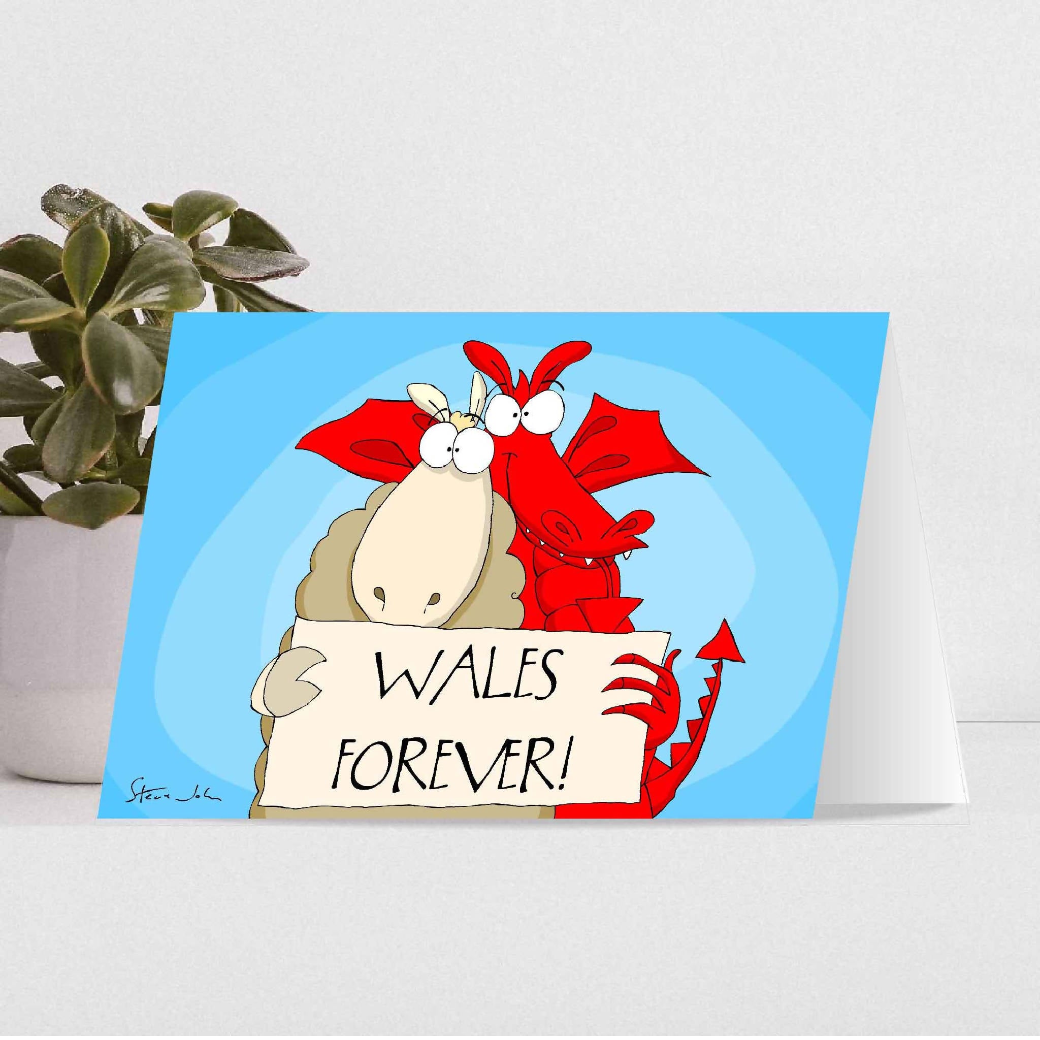 SHEEP AND DRAGON 'WALES FOREVER!' card