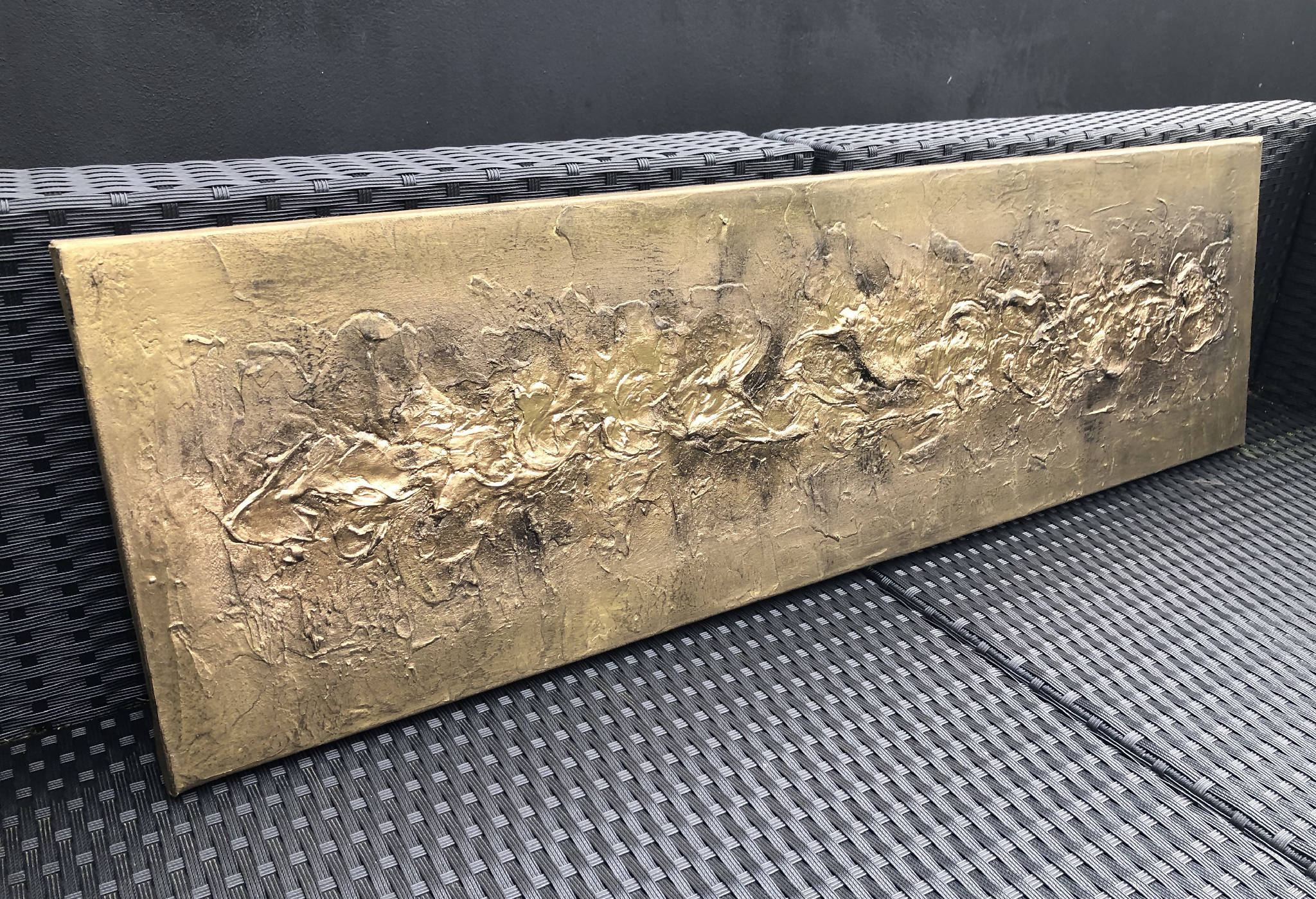 BRONZIUM - Striking textured art in bronze and gold (102x30x4cm)