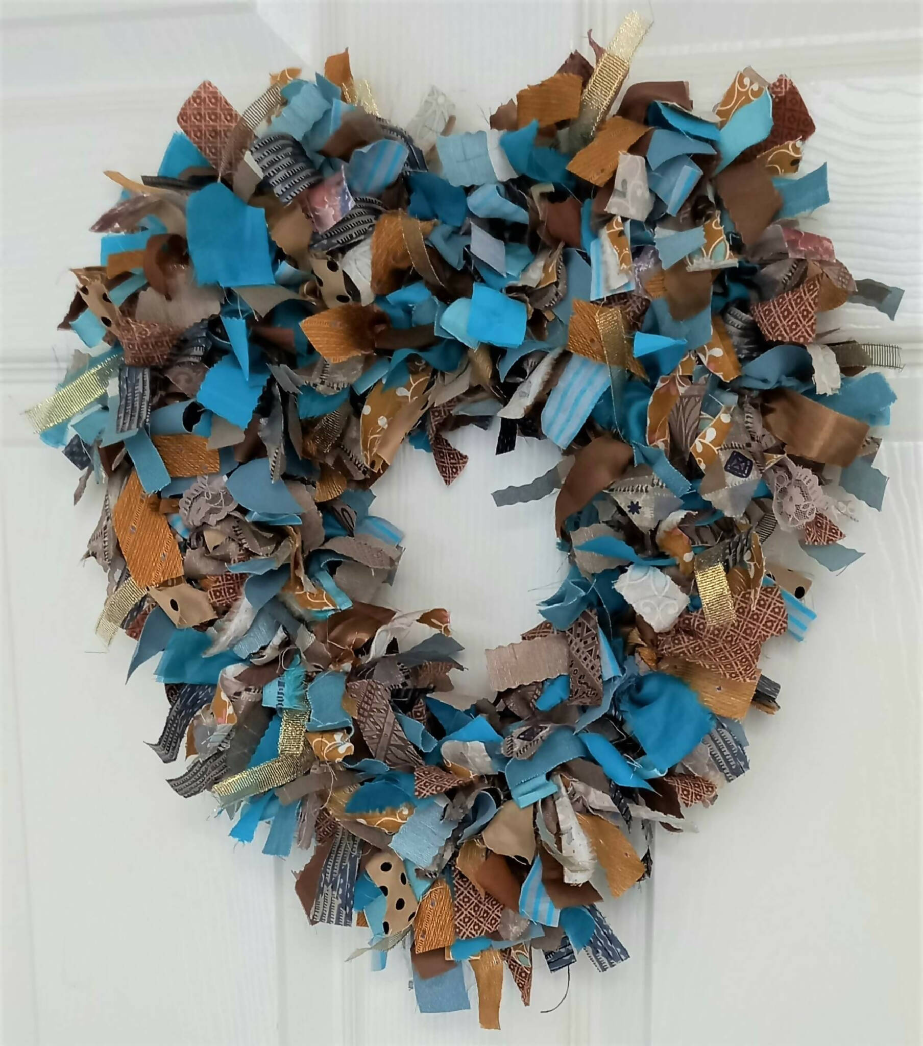 Rag Wreath Heart Shaped Blue Seas and Sand