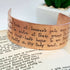 Shakespeare Copper Quote Cuff Cymbeline, Act II, Scene 3 , Hand Stamped Copper Bracelet