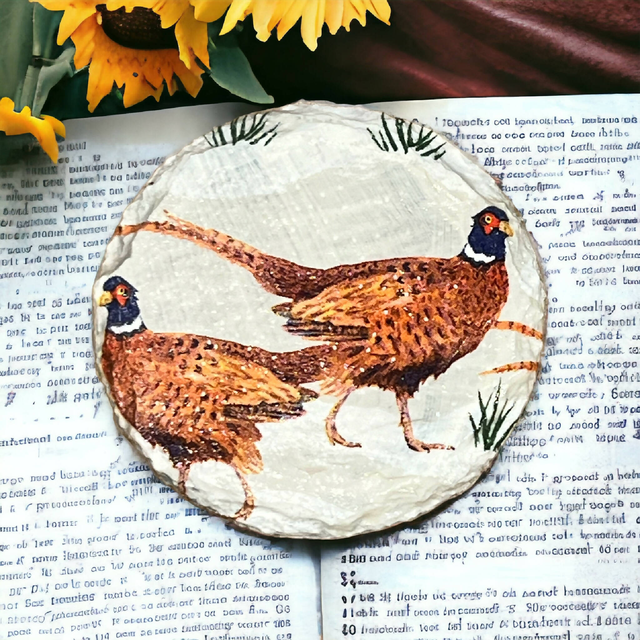 Beautiful pheasant slate coasters, drink coasters, stocking fillers