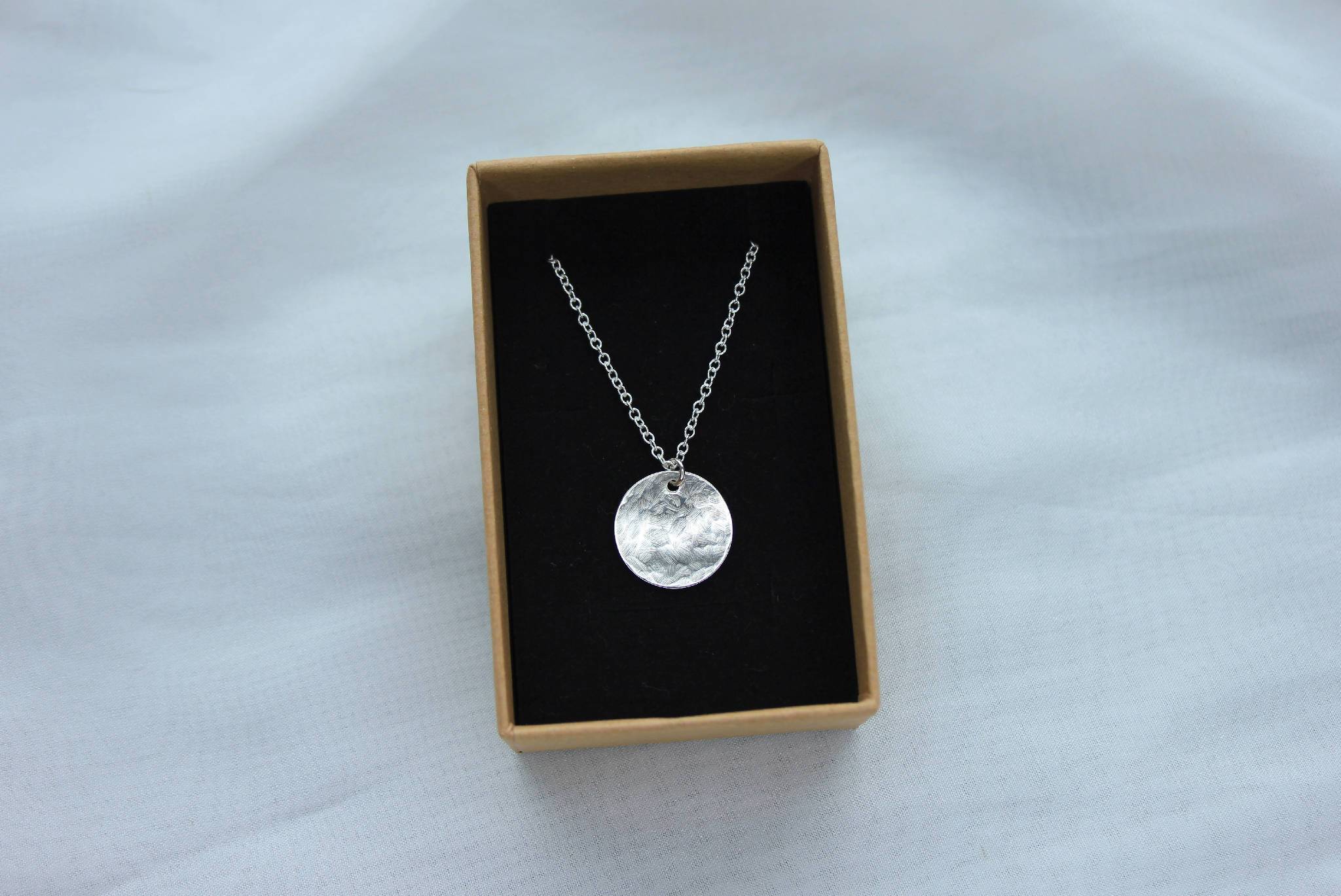 Handmade Hammered Circle Pendant Necklace