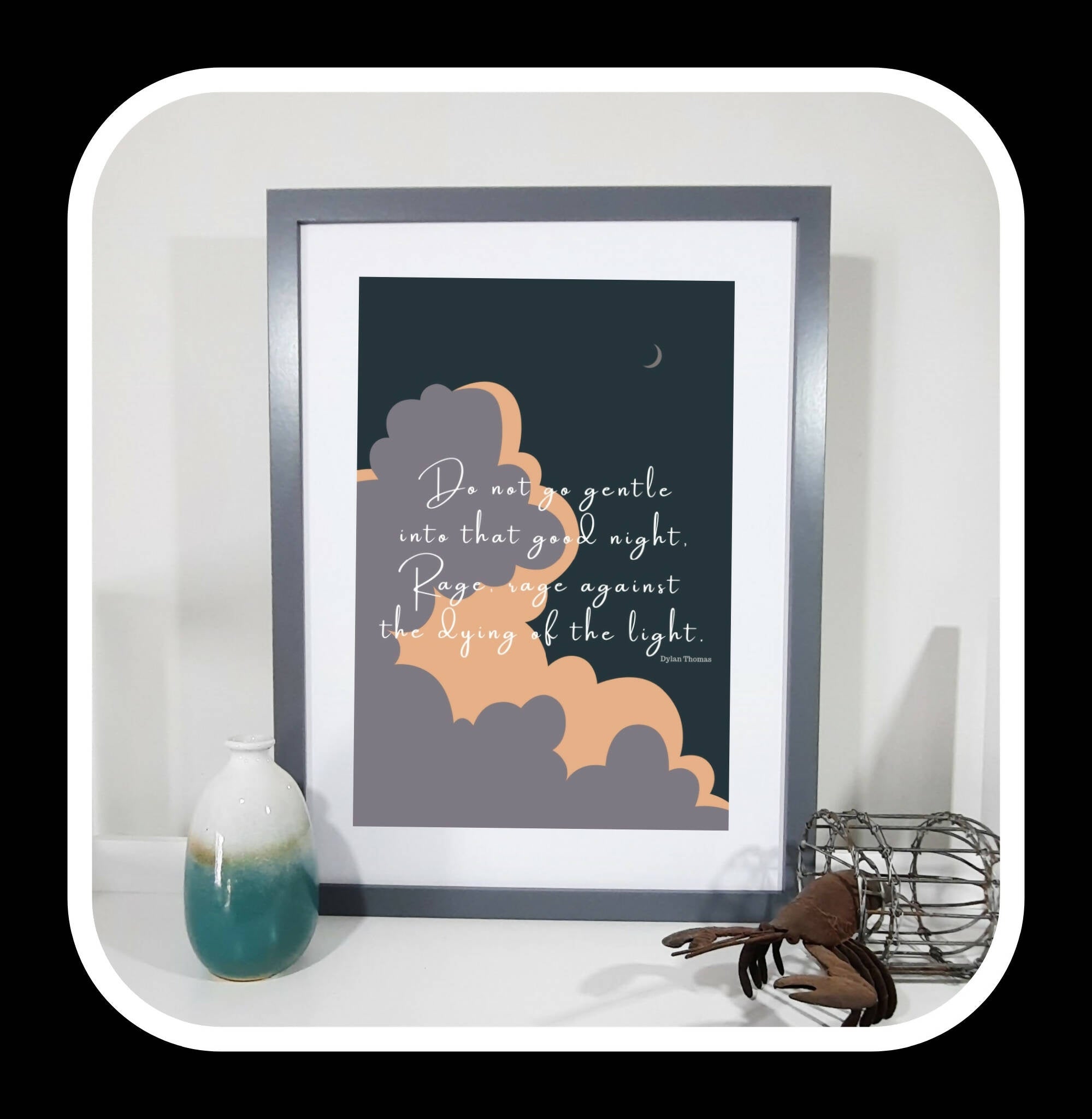 Dylan Thomas 'Do not go gentle into that good night' Welsh print, Dylan Thomas print, Welsh Wall art, Welsh poster, Welsh poetry, Digital Art