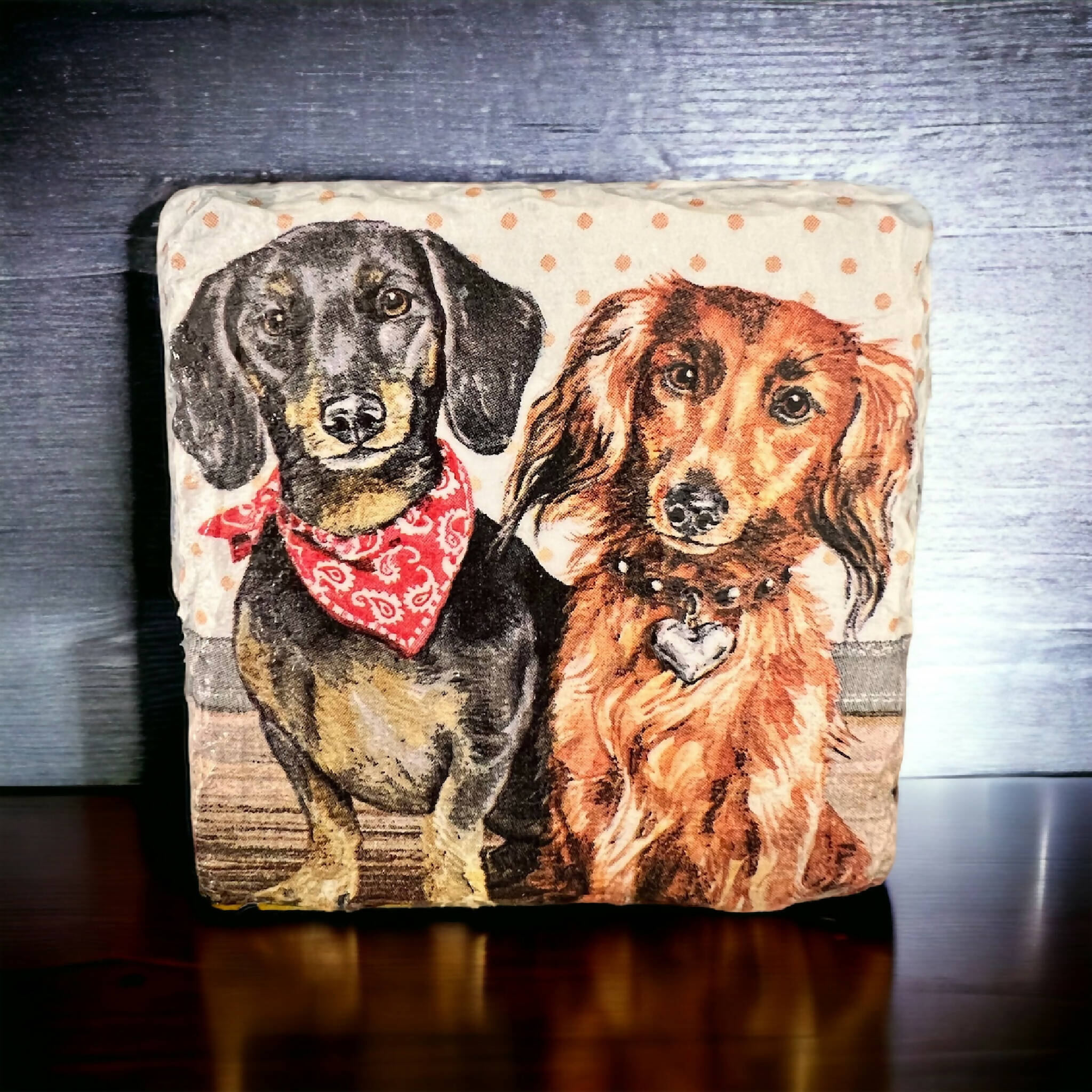 Dachshund slate coasters, drink coasters, stocking filler,