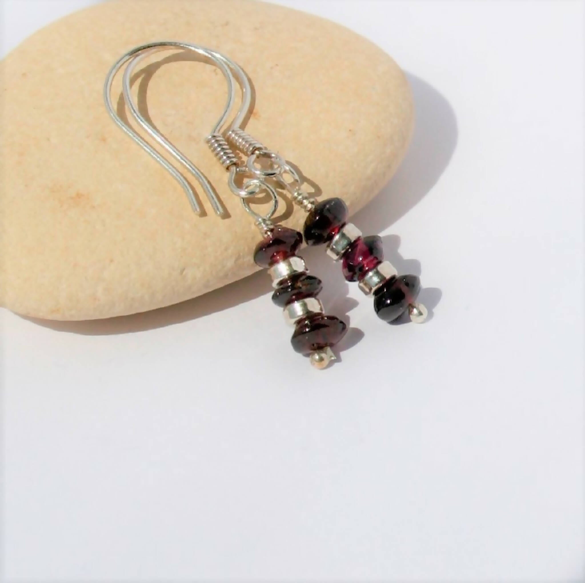 Garnet and silver earrings