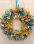 Turquoise and Gold Xmas Rag Wreath