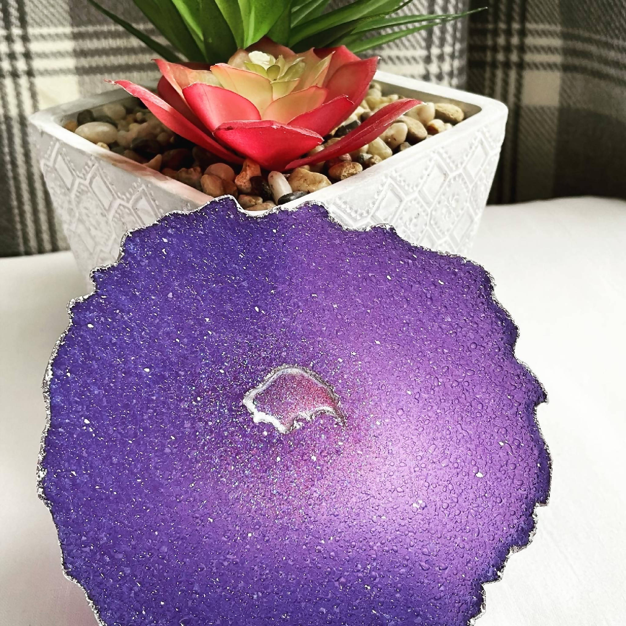 Amethyst Druze Agate Resin Coaster