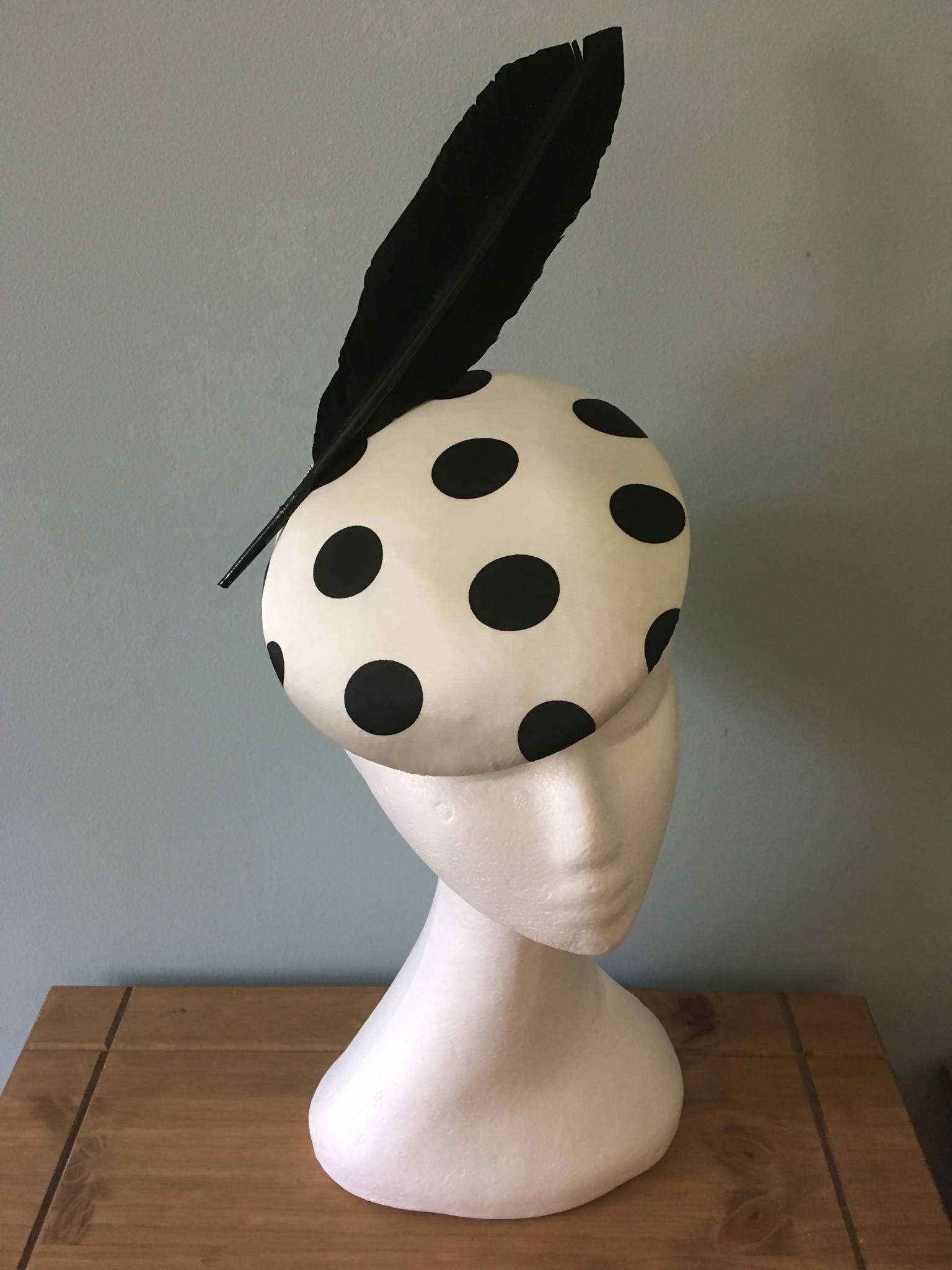 Black and white polkadot fascinator hatinator