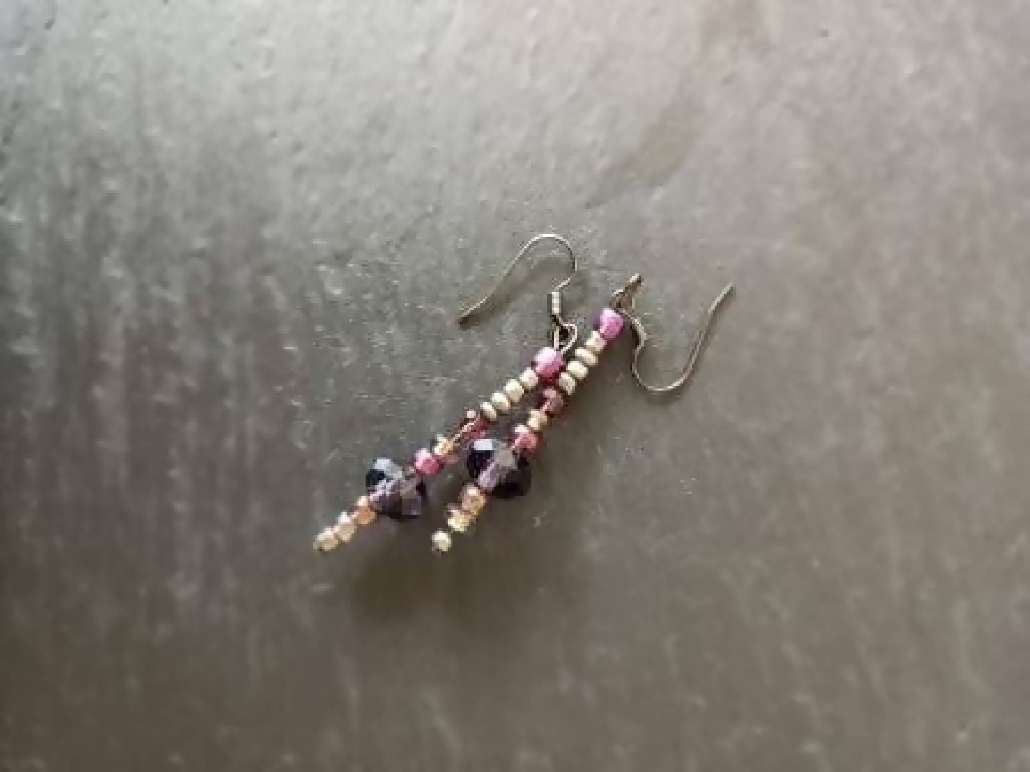 Earrings - Silver and Purple