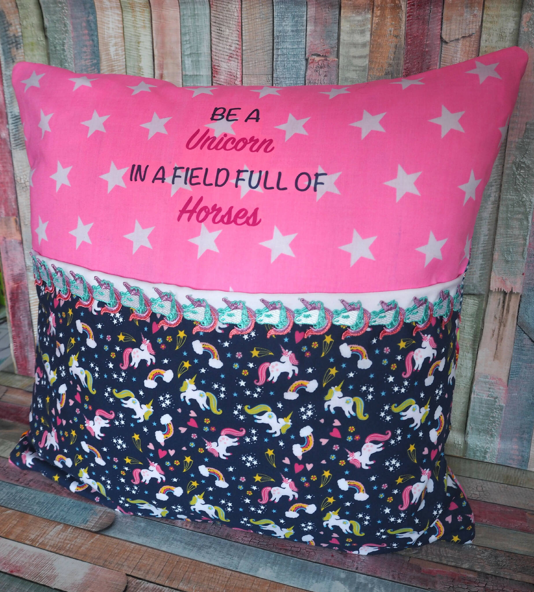 Unicorn Patchwork cushion