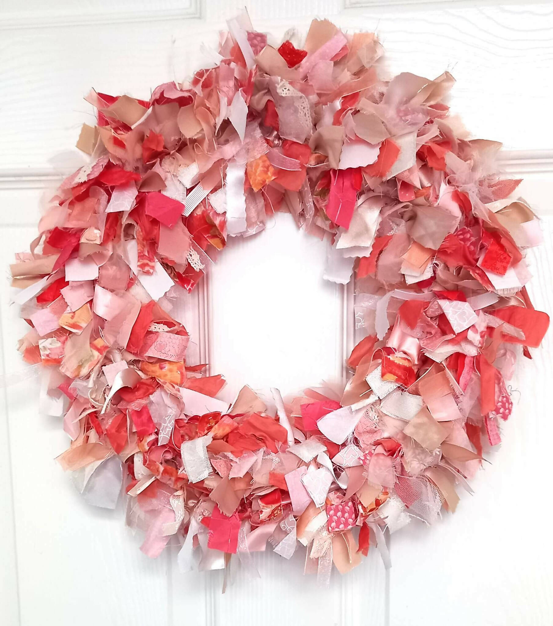 Rag Wreath in Peaches and Cream