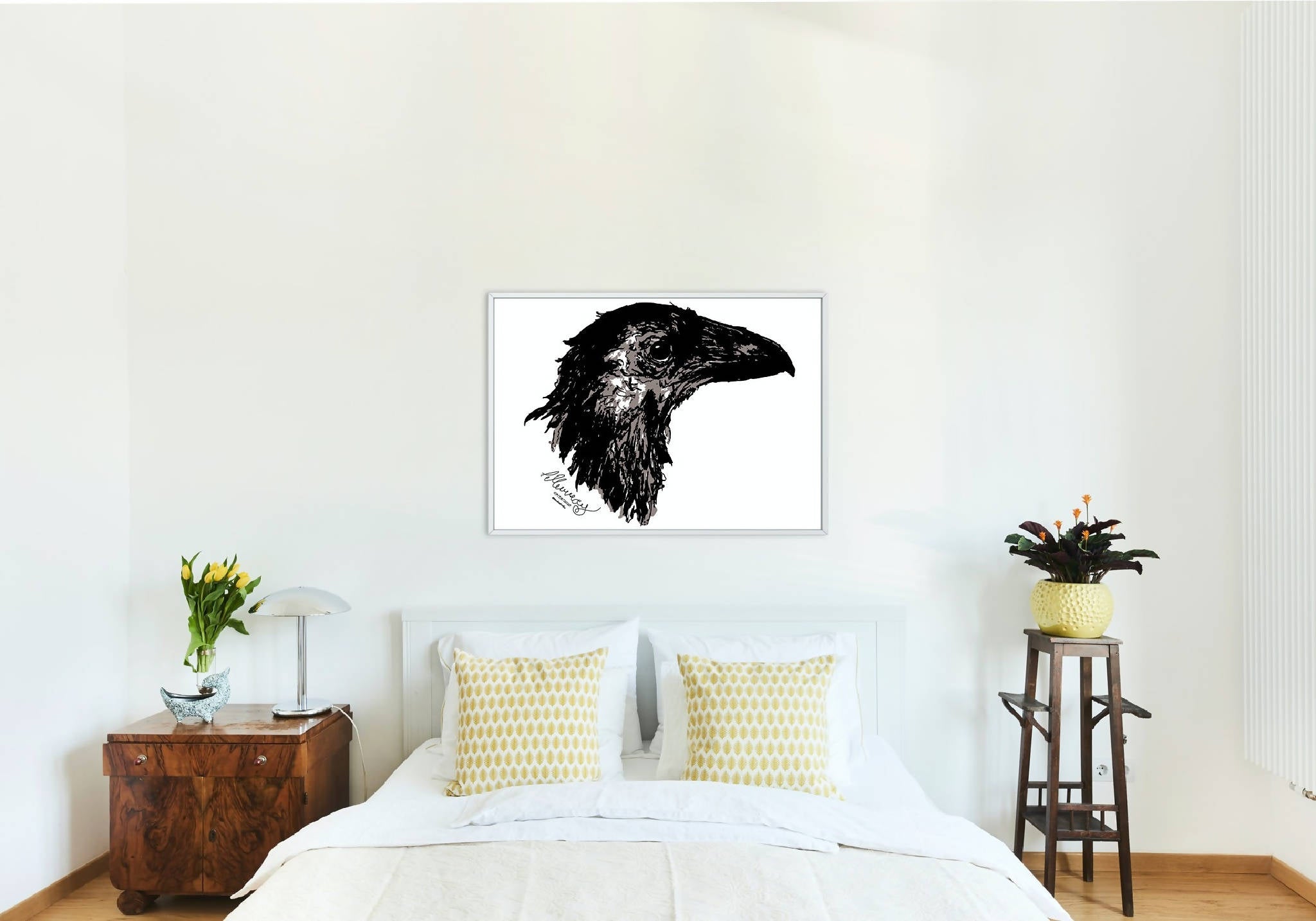 Crows Head Halloween Decoration | Ink Drawing | Digital Art Print | Christmas Gift Ideas