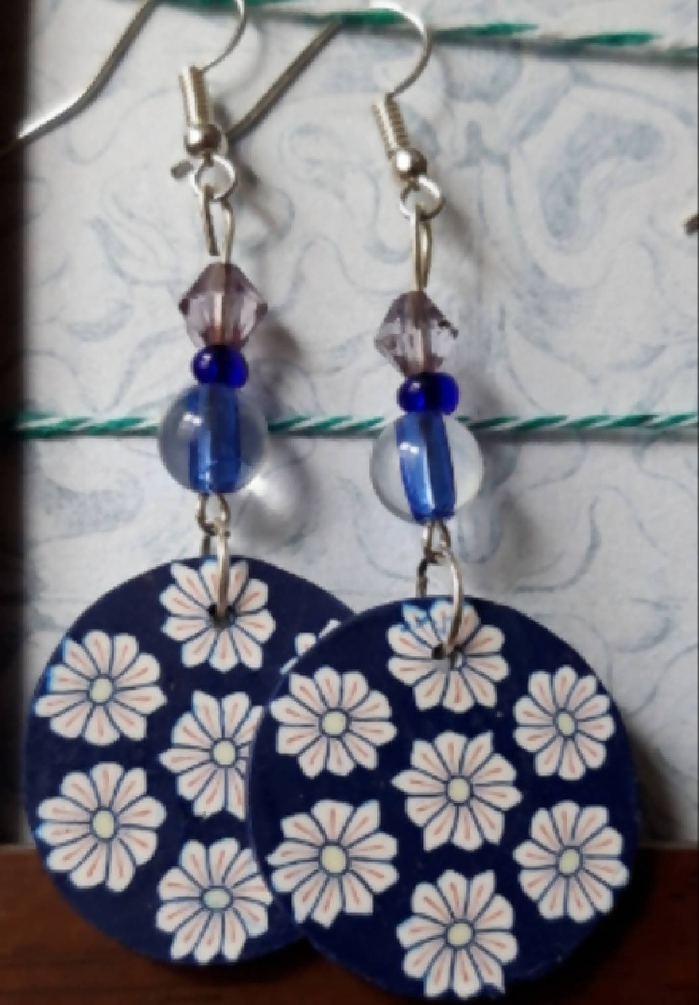 Navy flower earrings