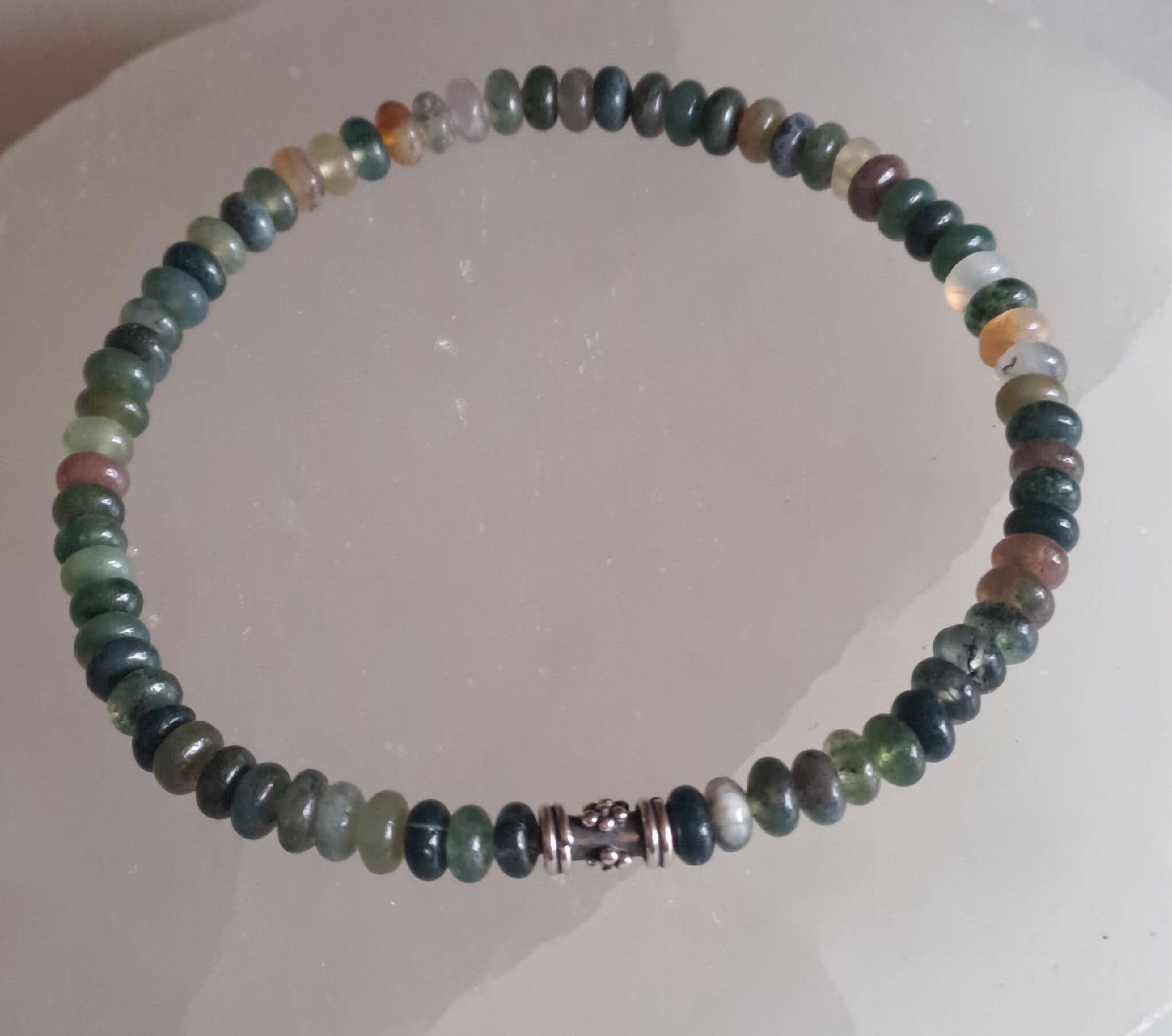 Indian Agate and Sterling Silver Bracelet