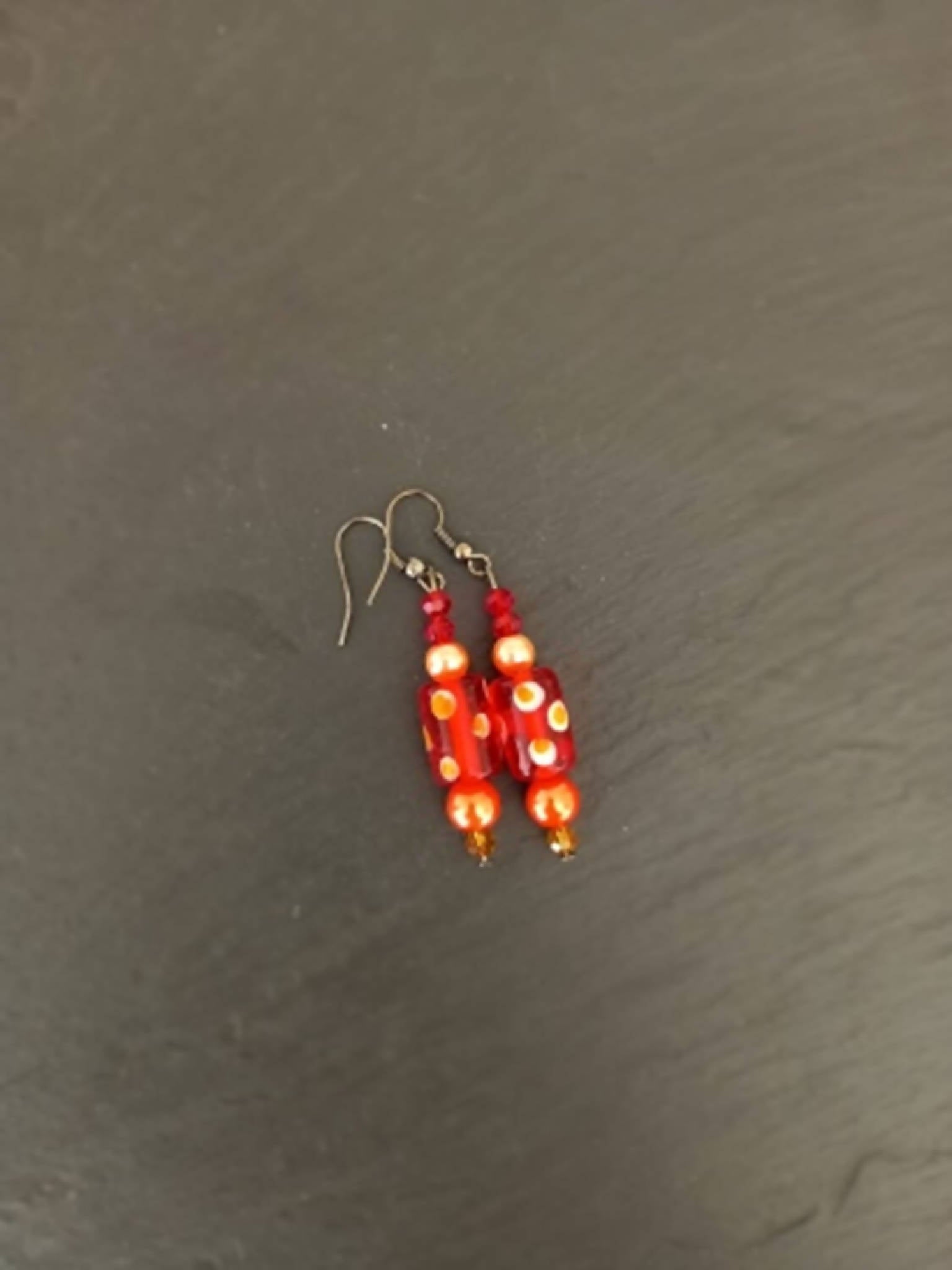 Orange Spot Beaded Earrings