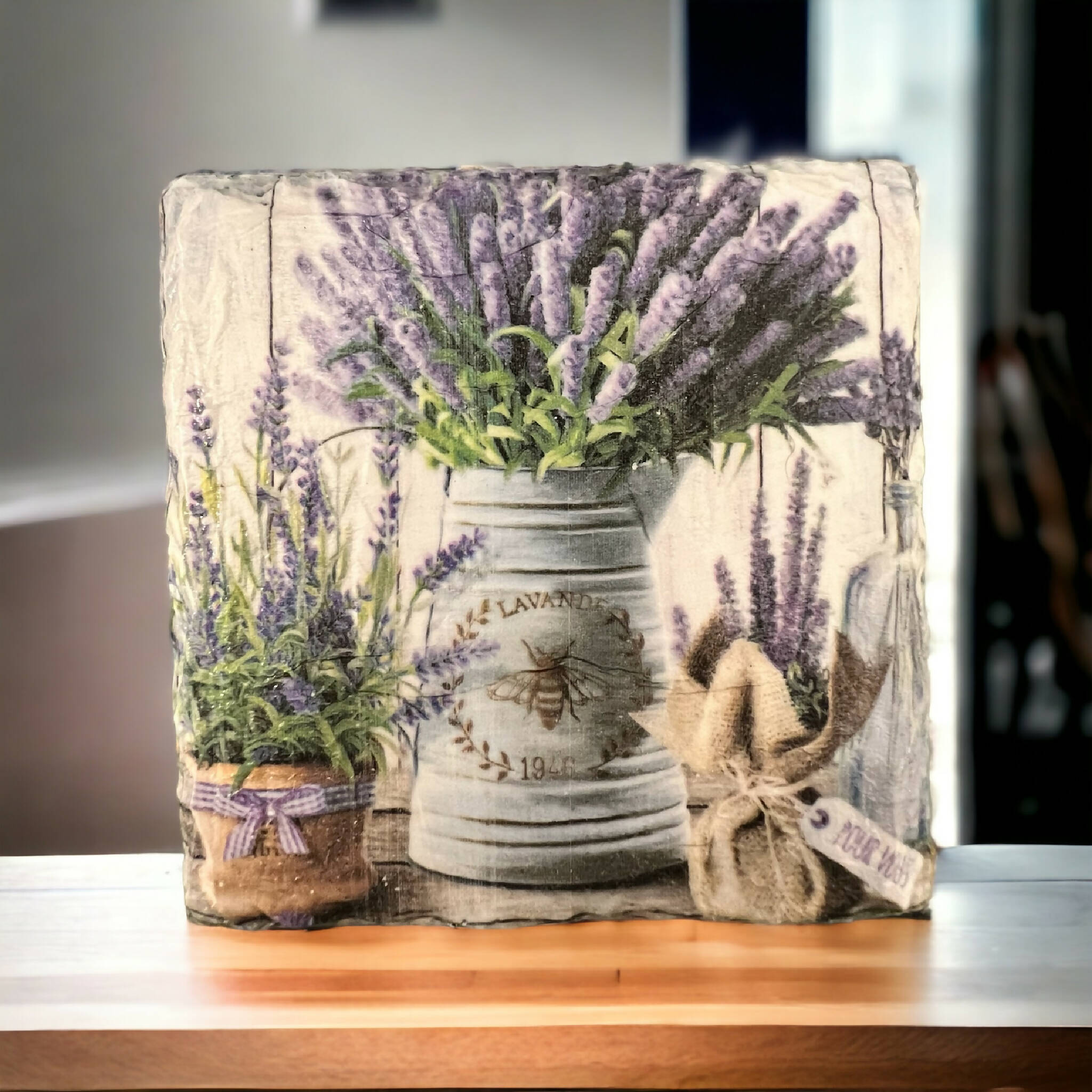 Lavender vase slate coasters, drink coasters, stocking filler,