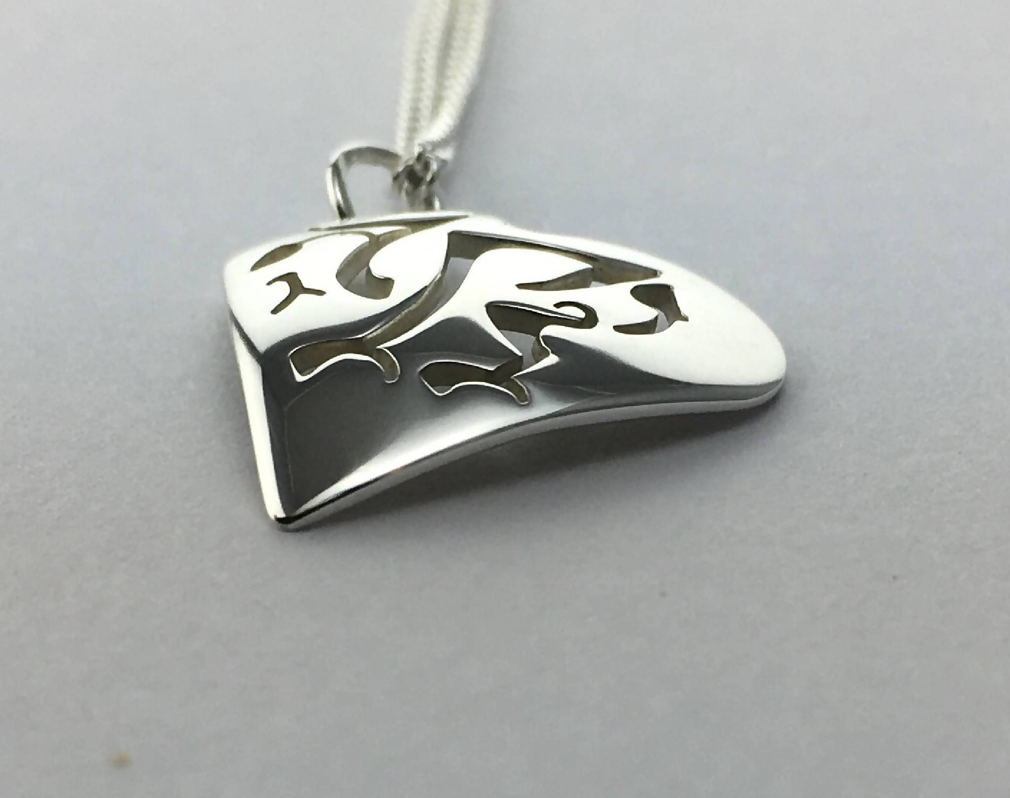 Small Welsh Dragon heart shaped pendant