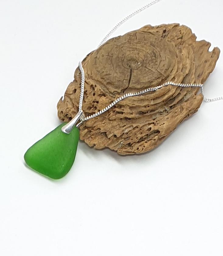 Simple Seaglass Pendant and Sterling Silver Chain