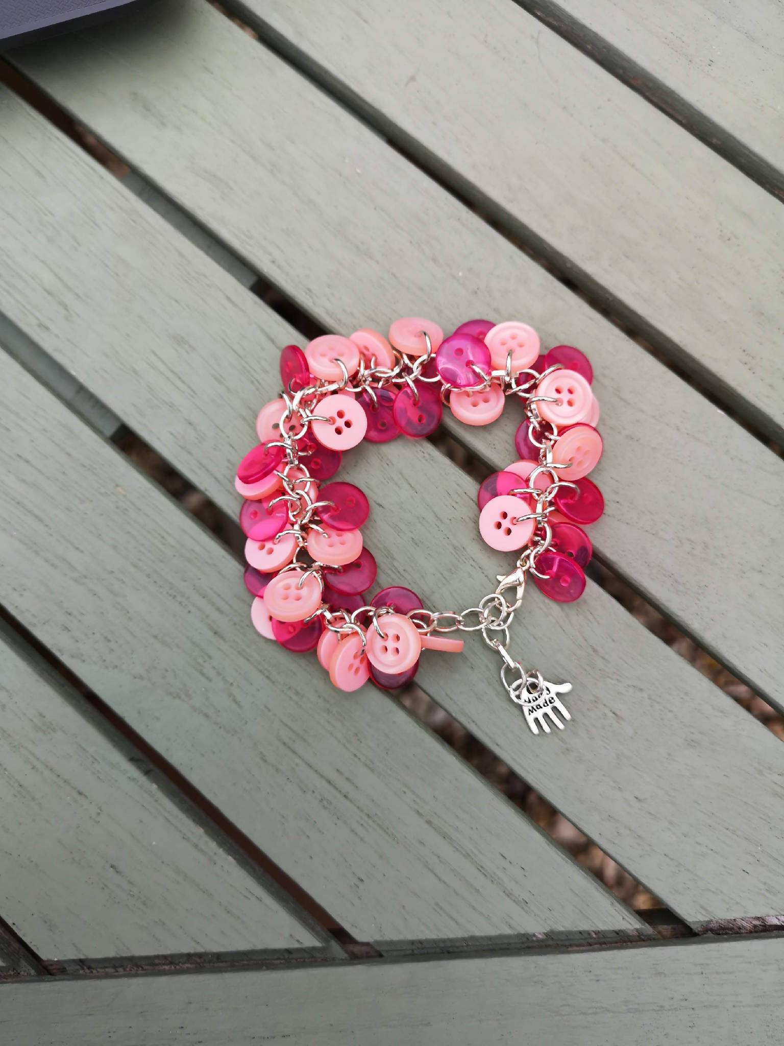 Button Bracelet (All the Pinks)