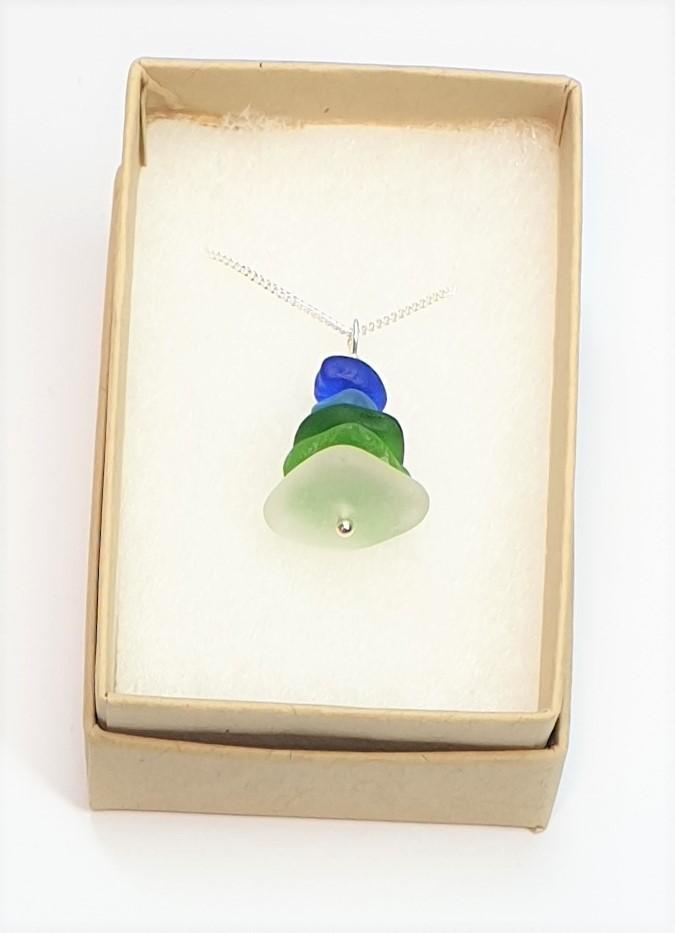 Stacked Seaglass Earrings and Pendant Set