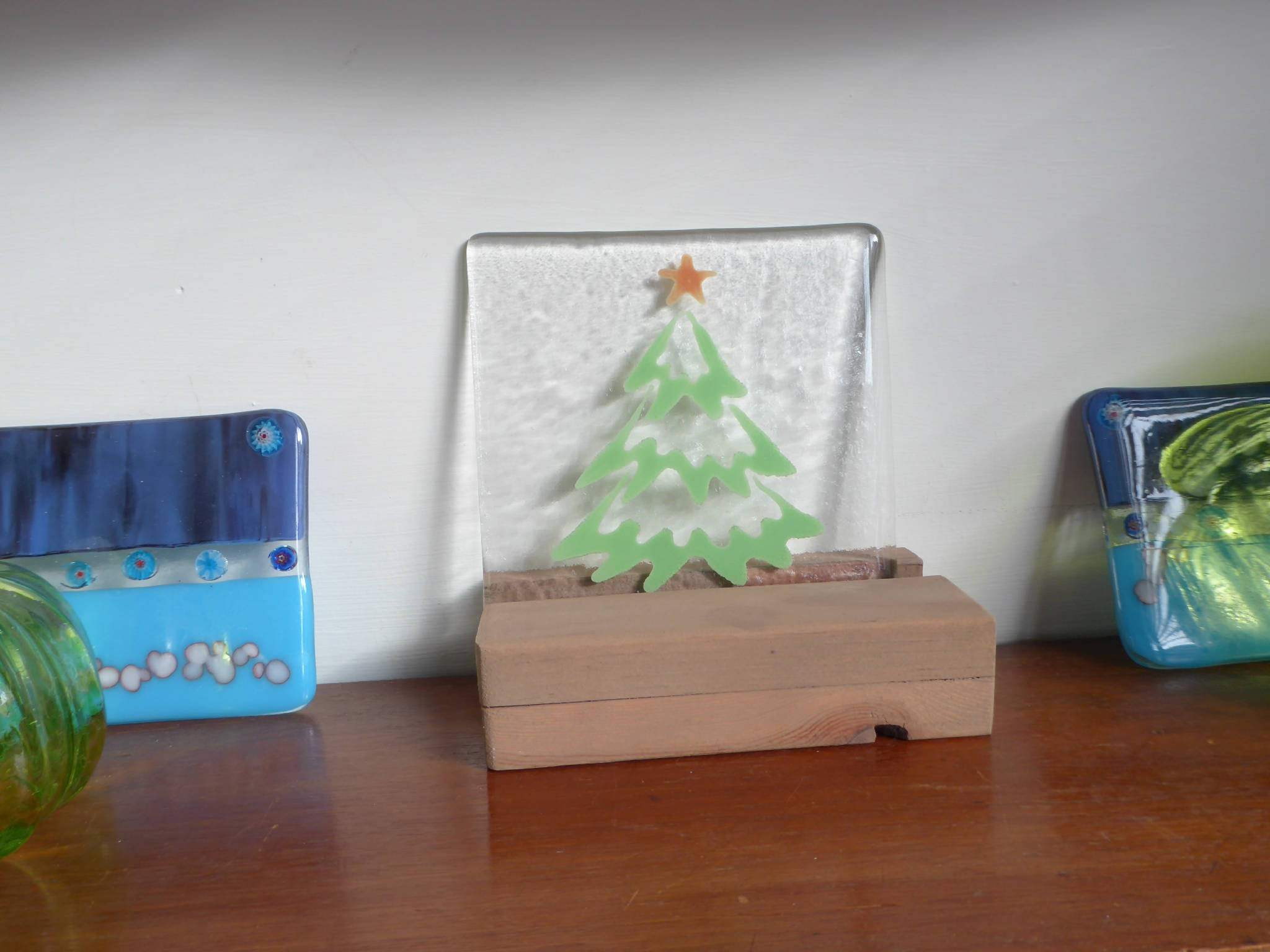 Fused Glass Plate / Trivet - Christmas Tree Design