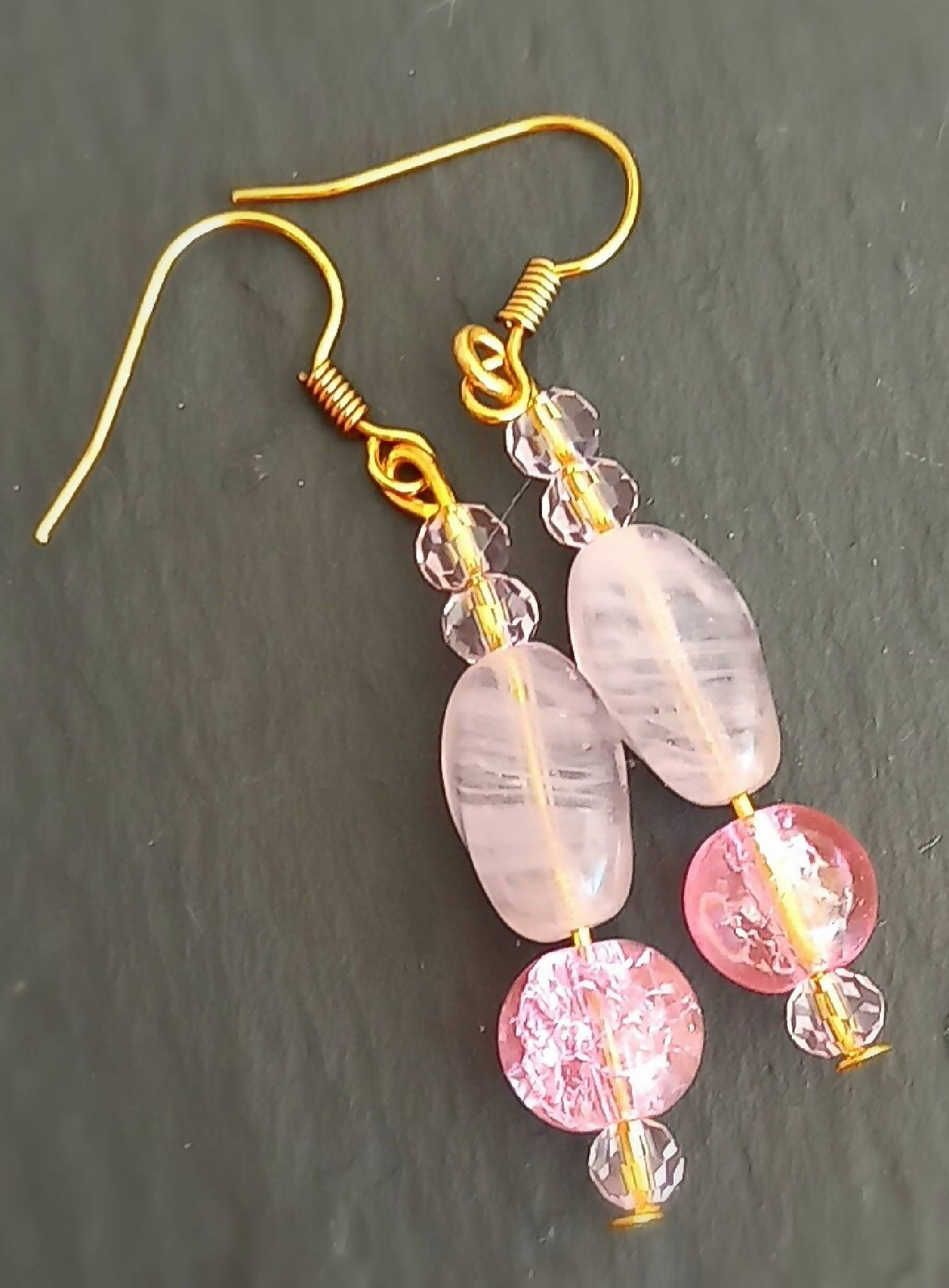 Earrings - Pale Pink Beaded