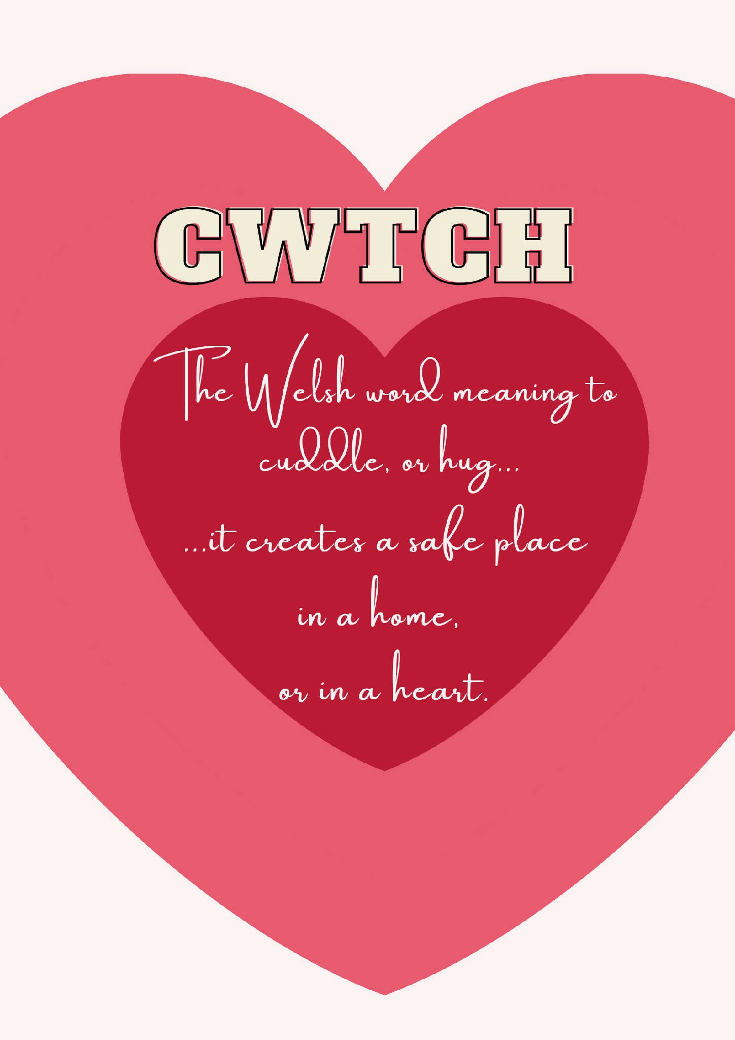 Definition of Cwtch, Welsh print, Cwtch print, Welsh Wall art, Welsh poster, Meaning of Cwtch, Digital Art, A5