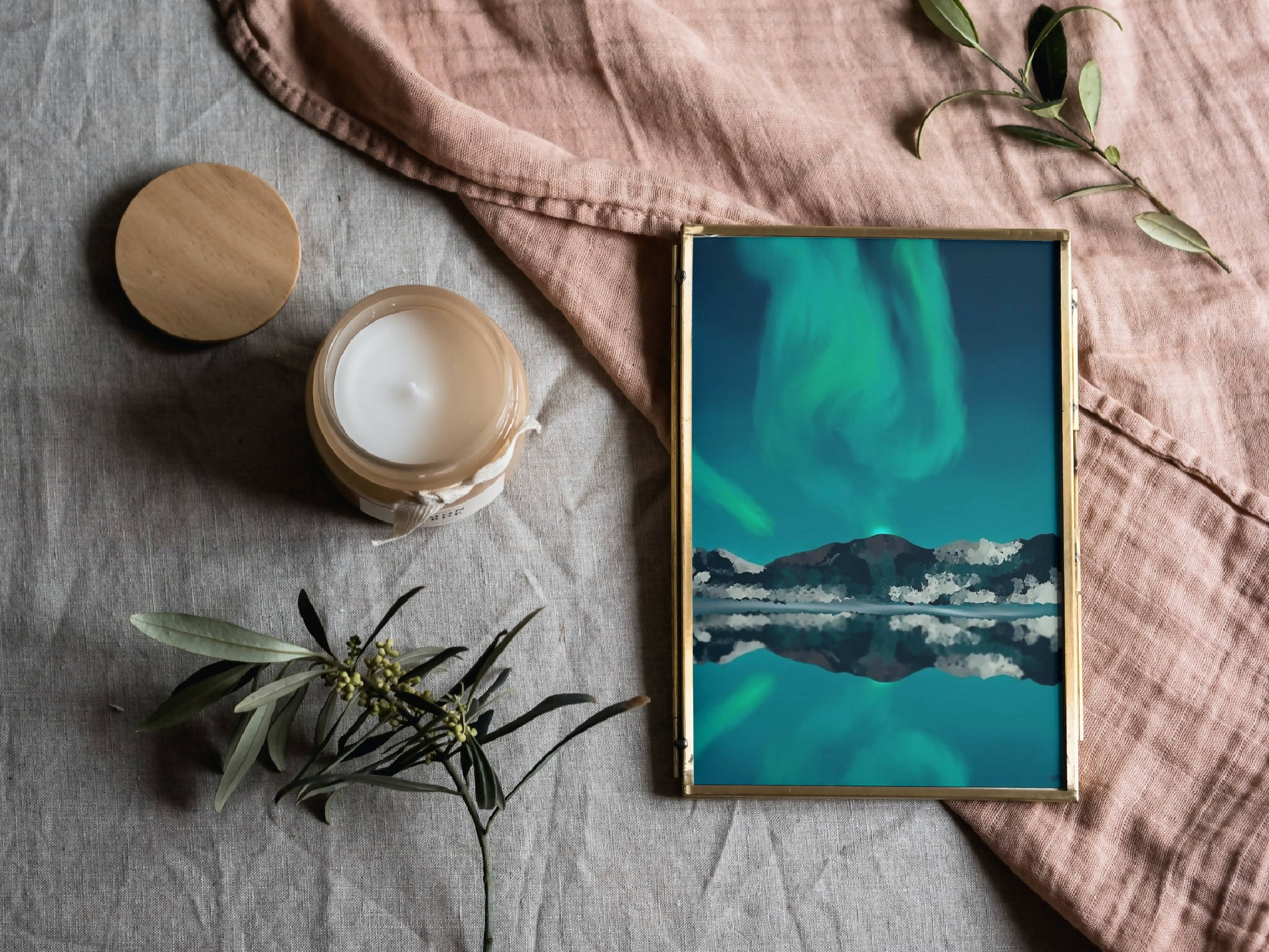 Northern Lights Print | Digital Art Illustration | Christmas Gift | Halloween Decoration