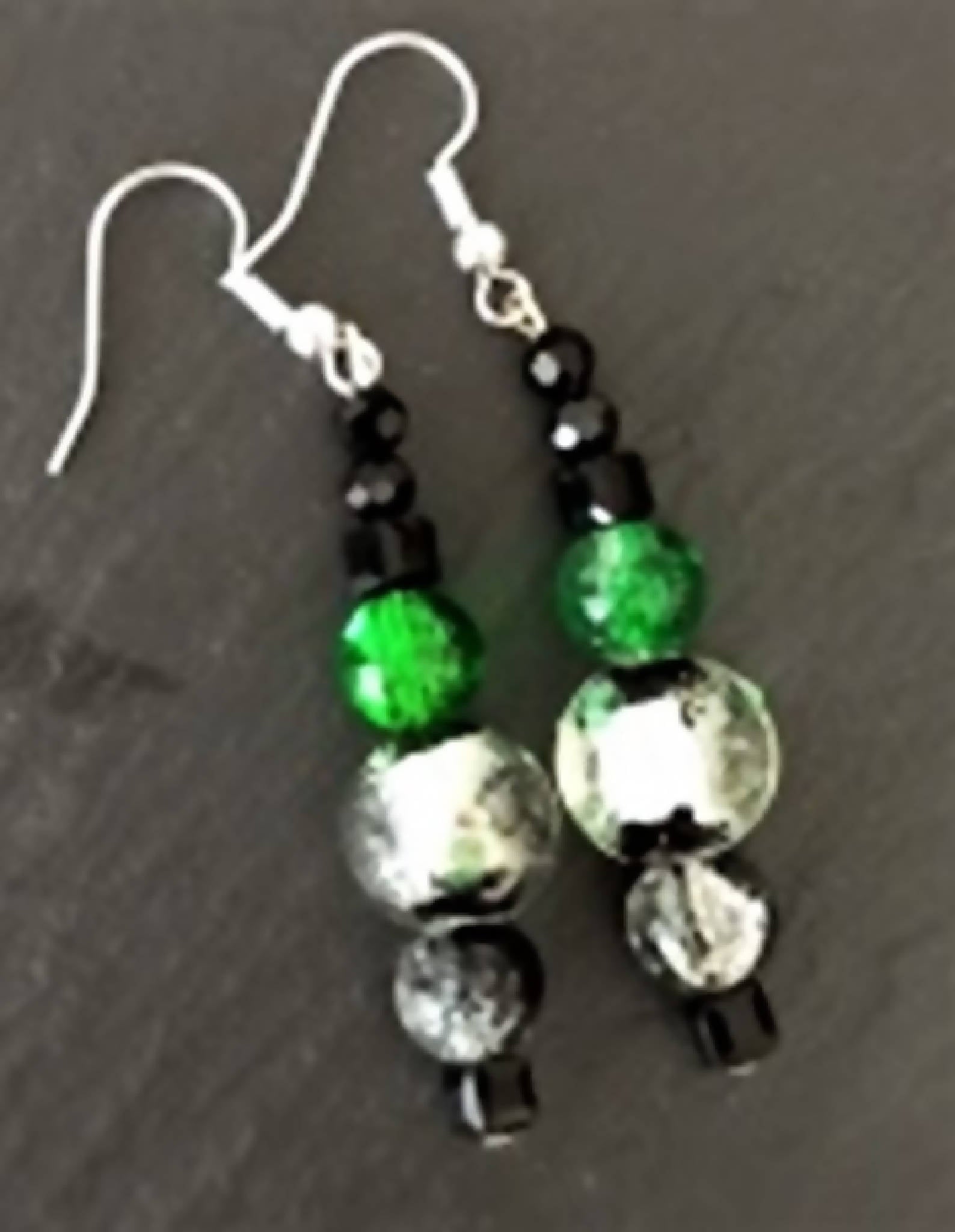 Green and Black Earrings