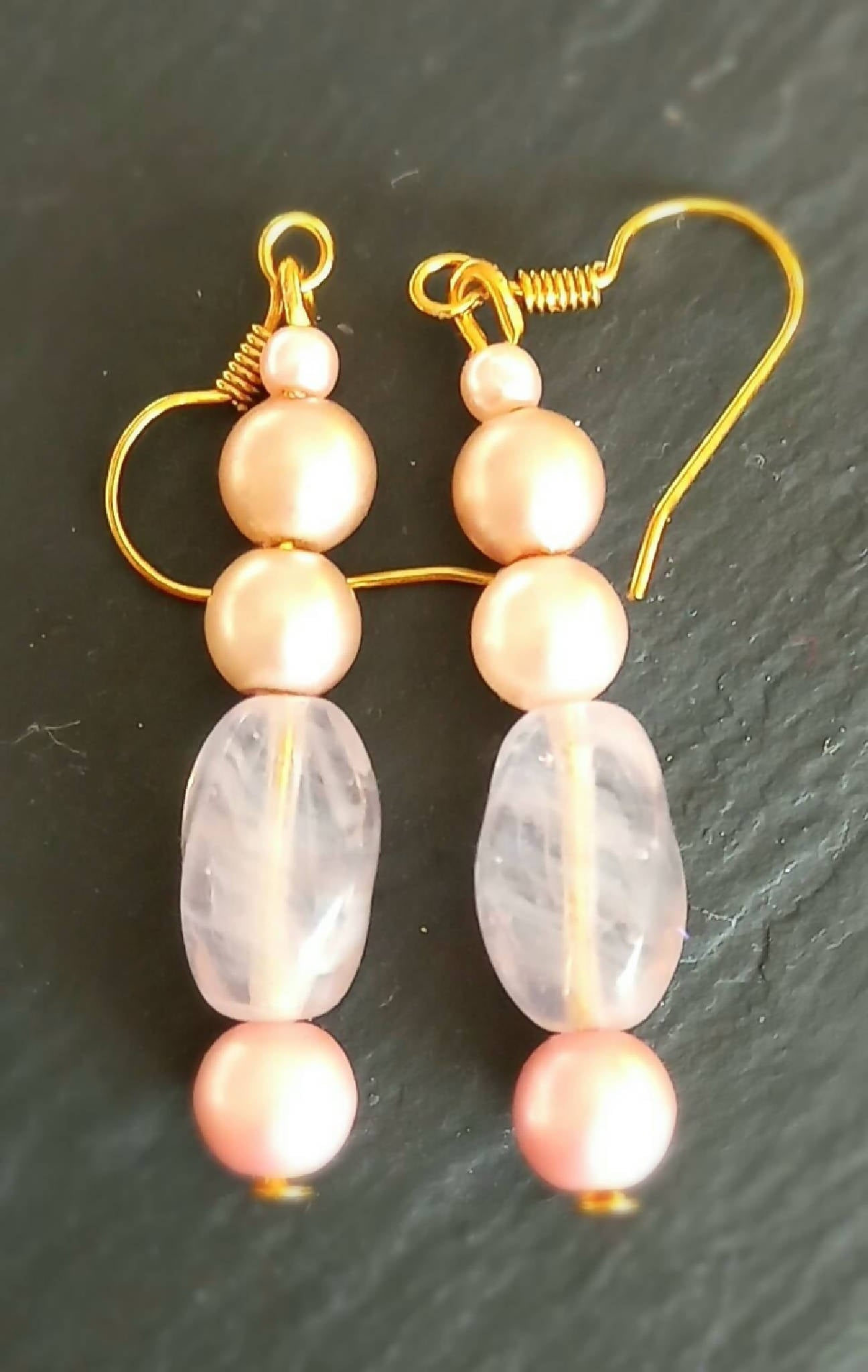 Earrings - Pale Pink Crystal and Pearl