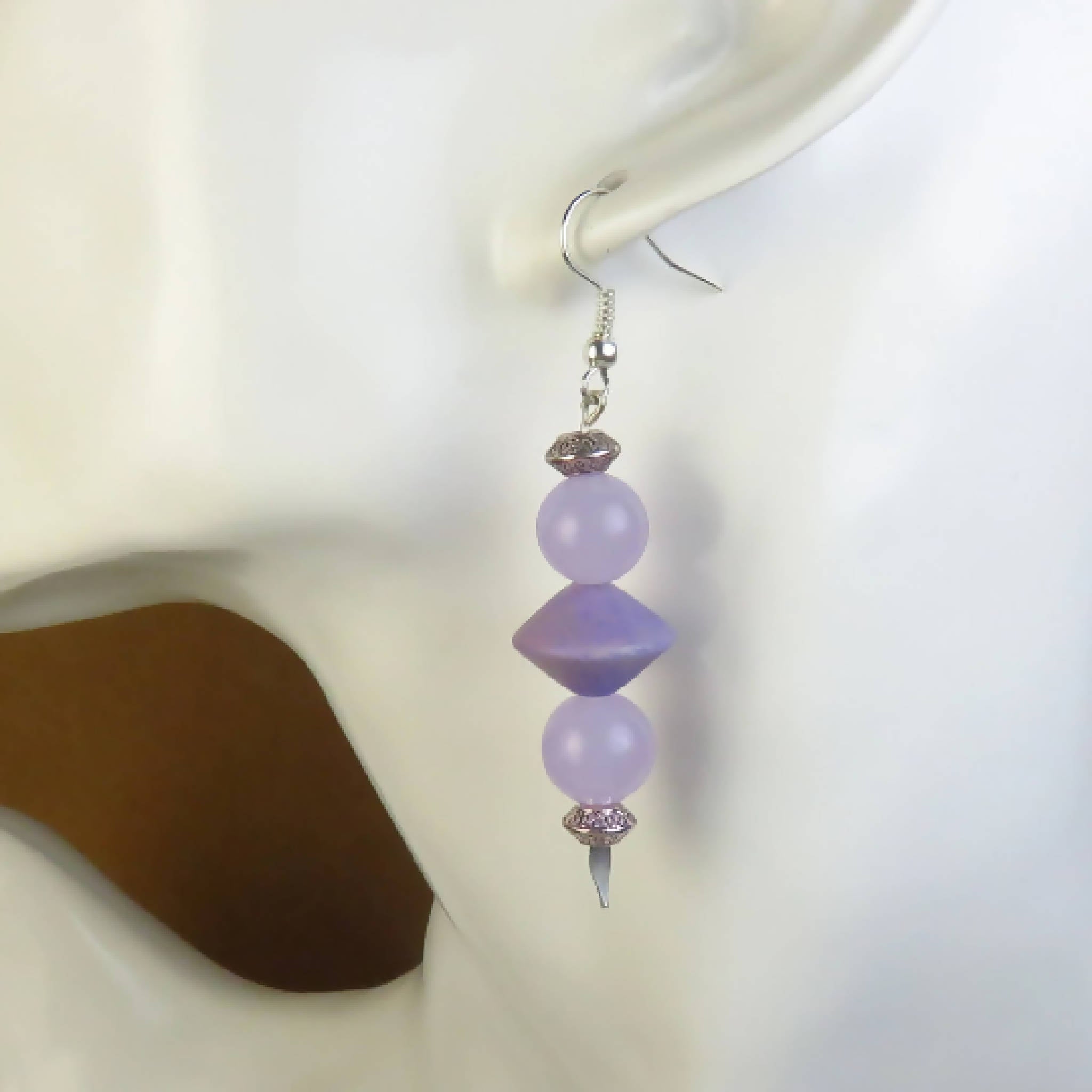 Unique by Dragonheart 54cm necklace and 4.5cm drop Earrings set featuring purple jade and painted wood