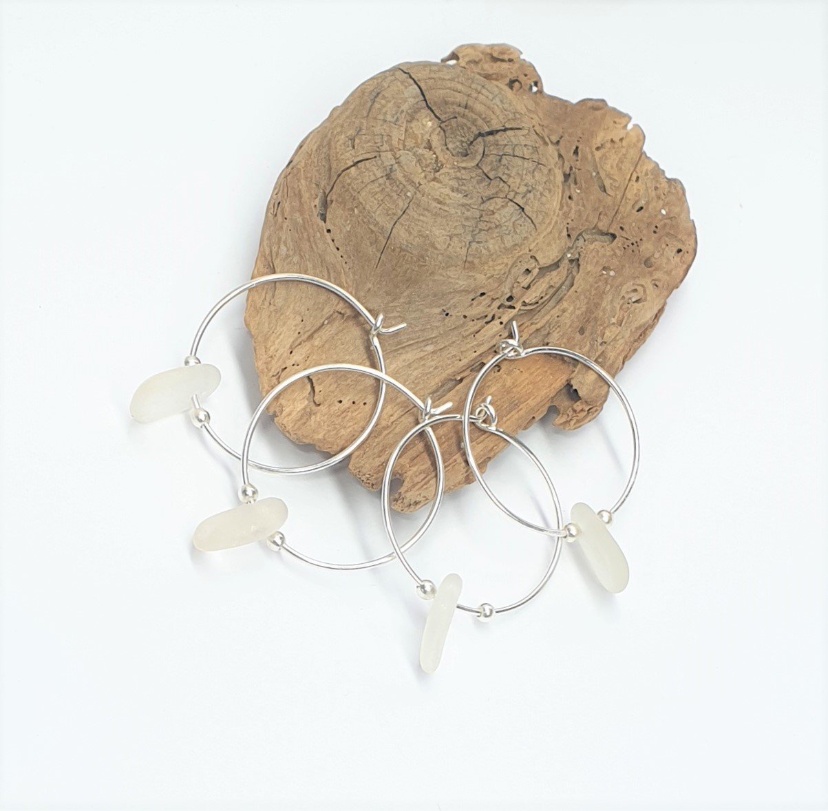 Sterling Silver Sea Glass Hoops