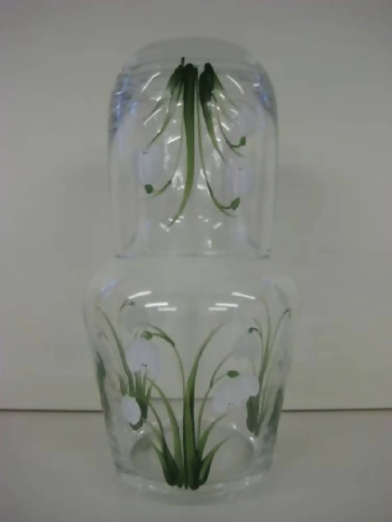 Hand Painted Carafe & Tumbler Snowdrop Design