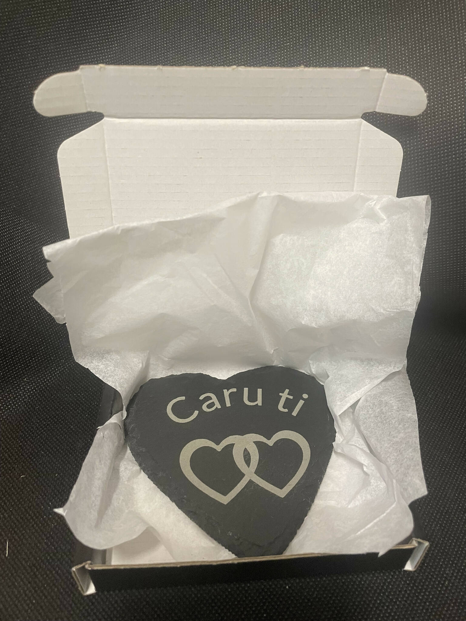 Engraved slate heart