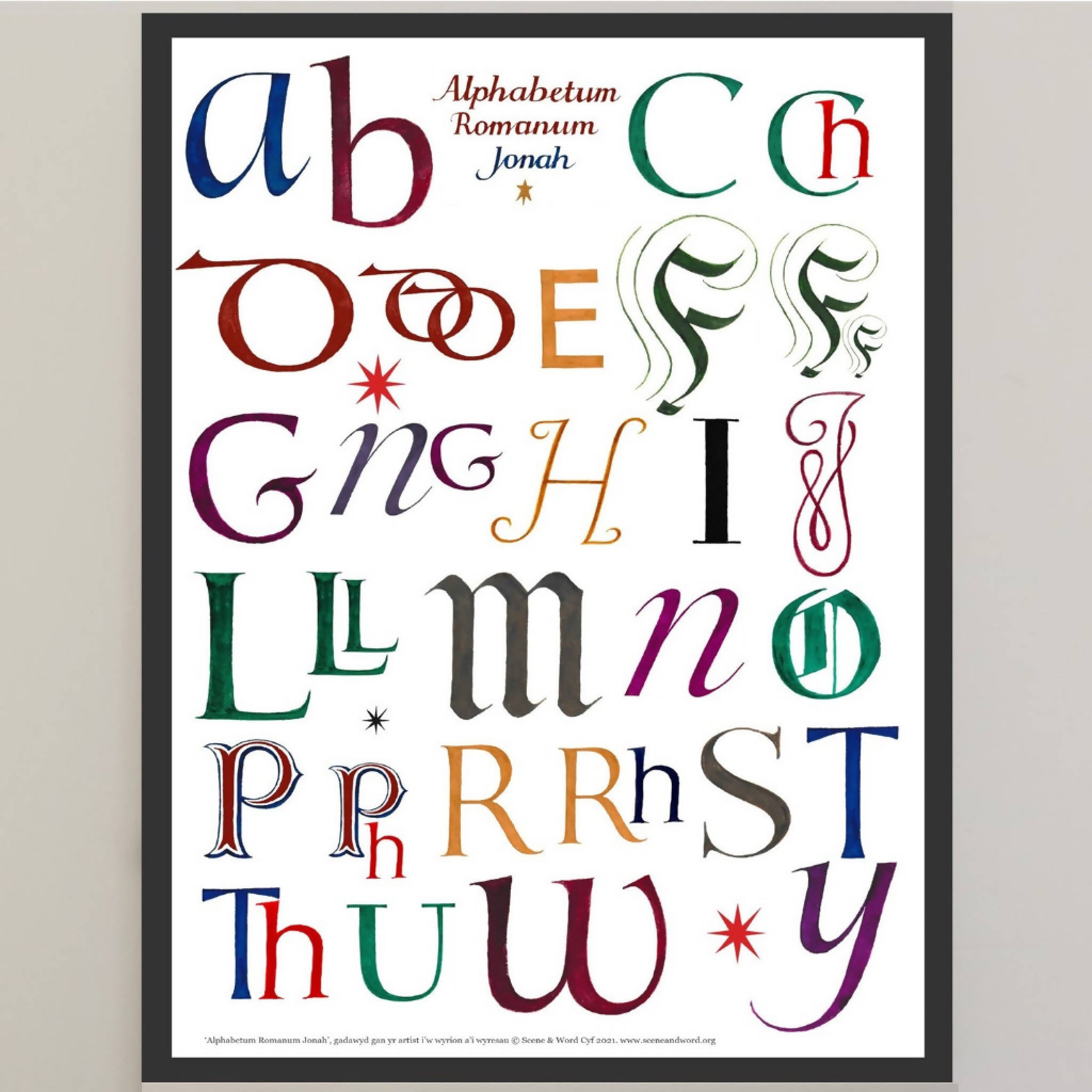 Cymraeg / Welsh alphabet poster: Alphabetum Romanum Jonah