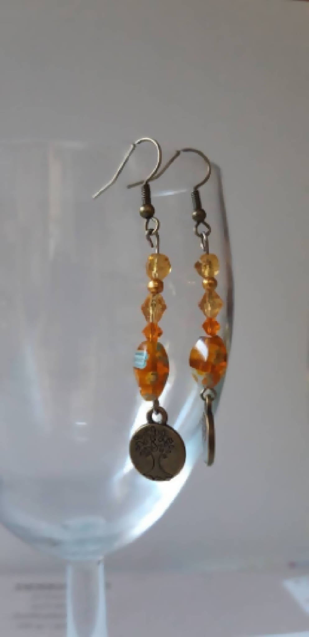 Orange and Bronze Tree Earrings