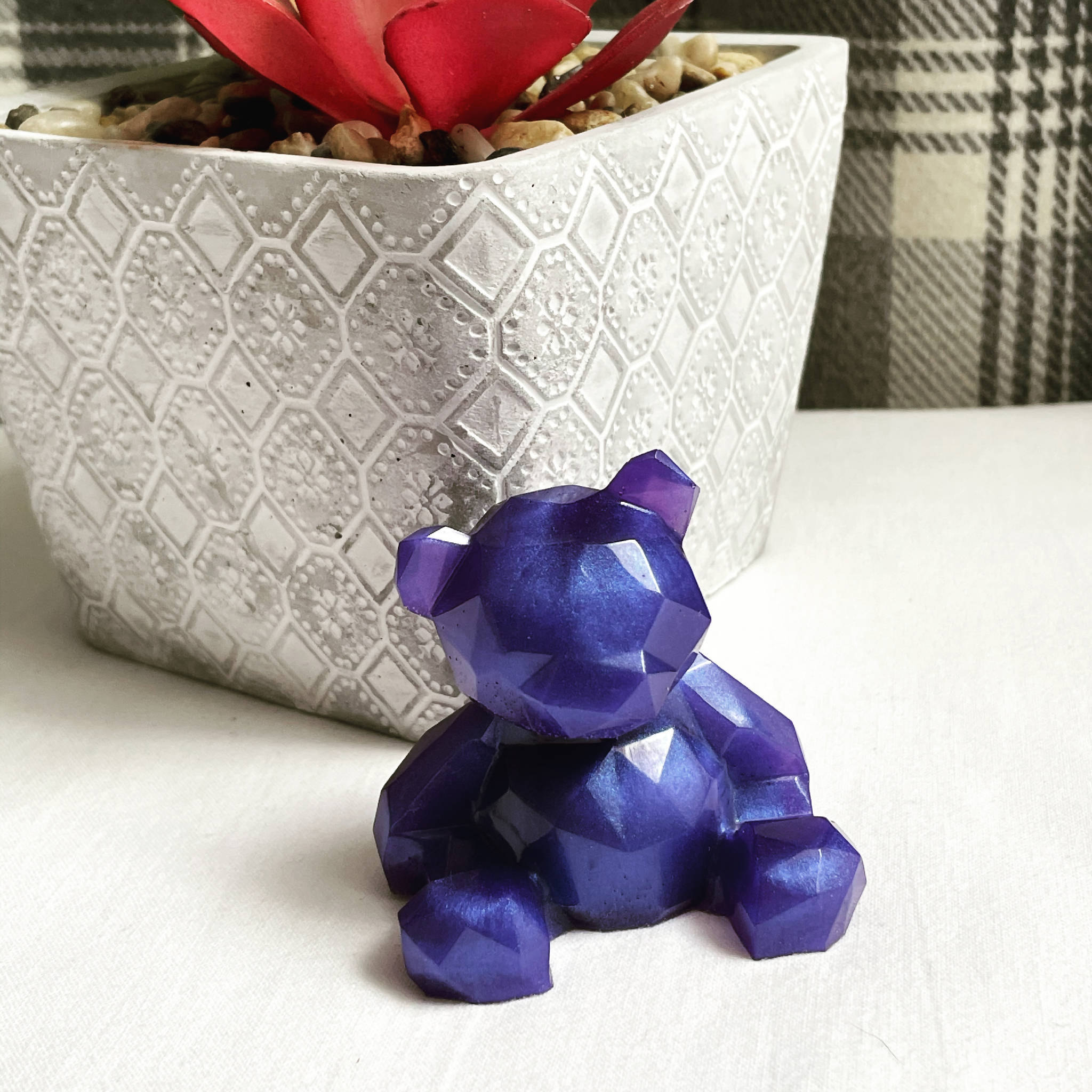 Blue Glitter Resin Bear